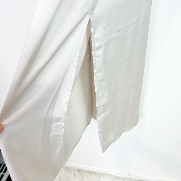 H&M OFF-WHITE SILKY SLEEVELESS MAXI TANK SLIP DRESS WOMENS SZ XS - Picture 4 of 6